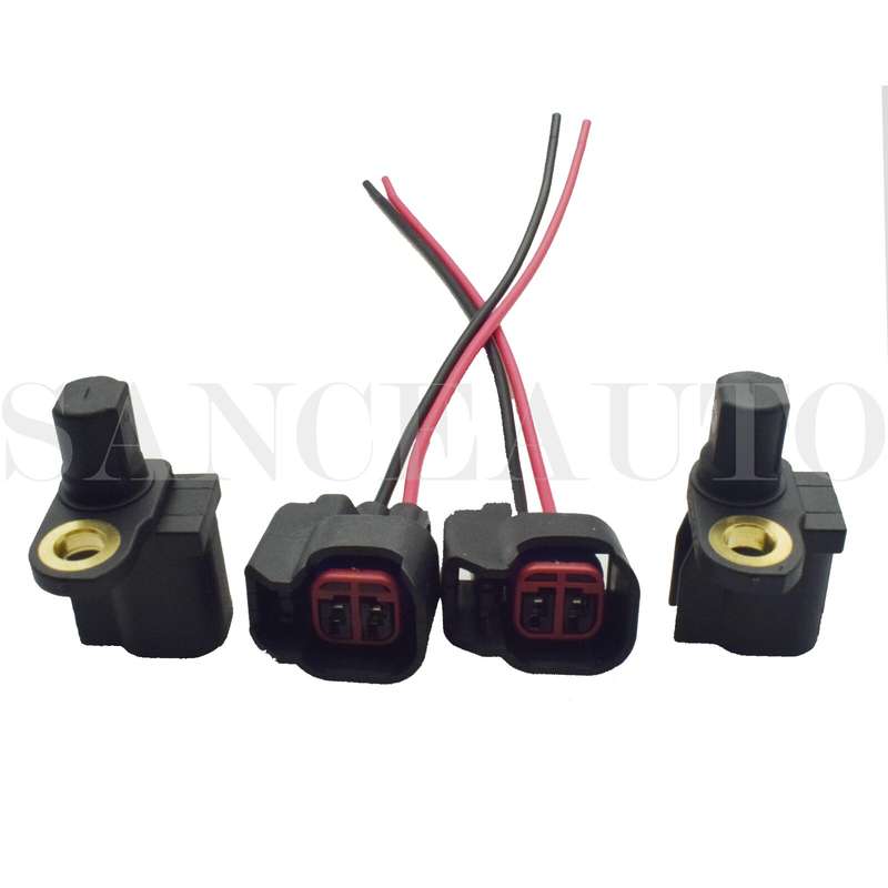 Rear ABS Wheel Speed Sensor W/ Connector 4pcs for Volvo C30 Ford Lincoln Jaguar