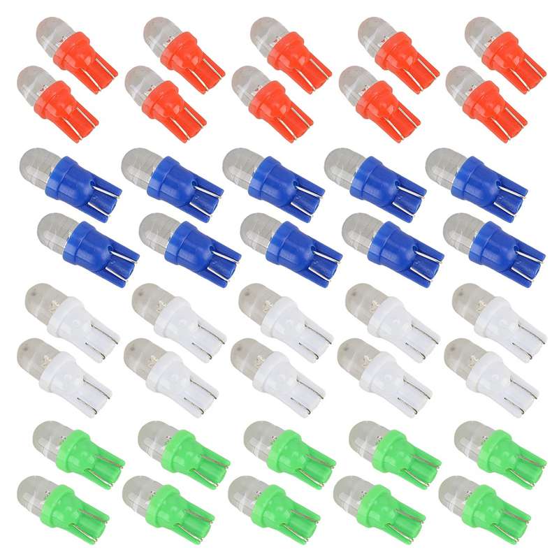 40pcs Color Mixed W5W T10 194 158 168 2825 LED Car Instrument Dash Light Bulbs
