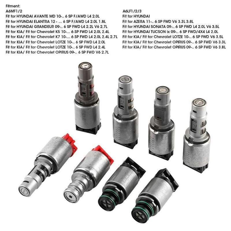 8Pcs A6MF1/2 A6LF1/2/3 Transmission Solenoids Kit For Hyundai Kia Chevrolet