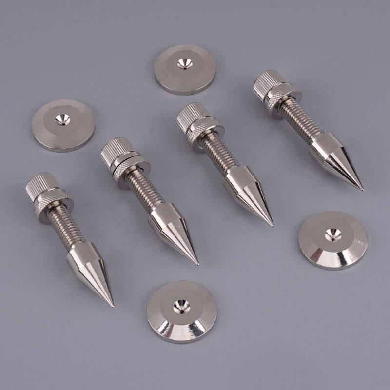 4pcs M8*60 Speaker Copper Isolation Spike Stand Foot Set With Cone Base Pads