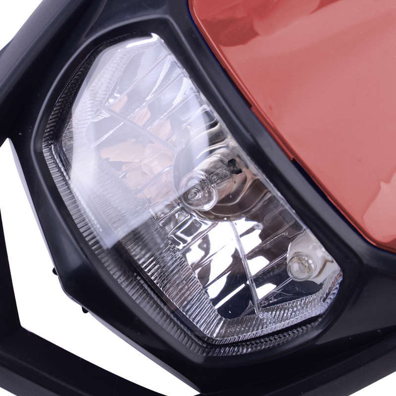 Red & Black Motorcycle Dirt Bike Front Headlight With Fairing H4 12V New