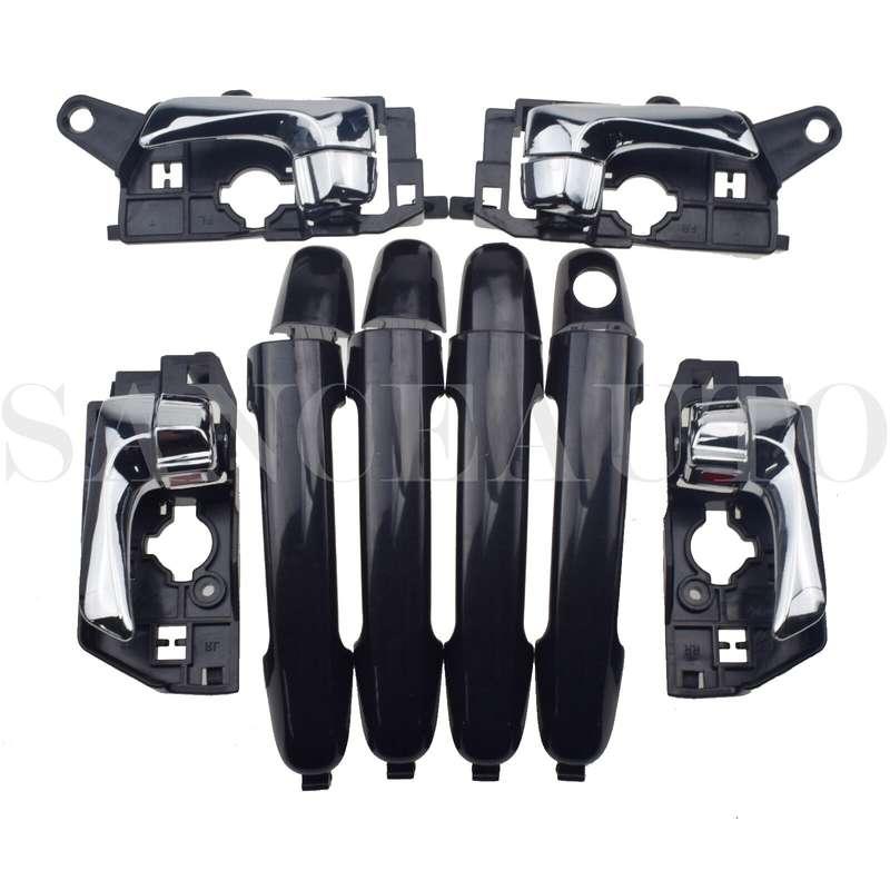 8PCS Front Rear LH RH Chrome Inside Black Outside Door Handles For Sonata 09-10