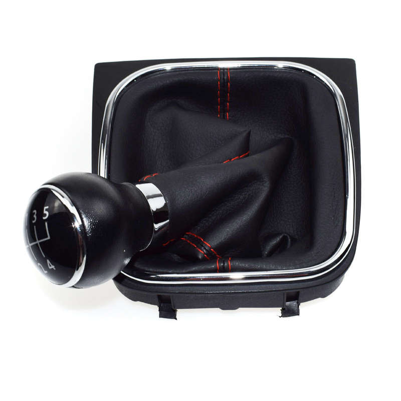5 Speed Gear Shift Knob Leather Boot For VW Golf 6 Mk6 10-14 Jetta 6 Mk6 11-14