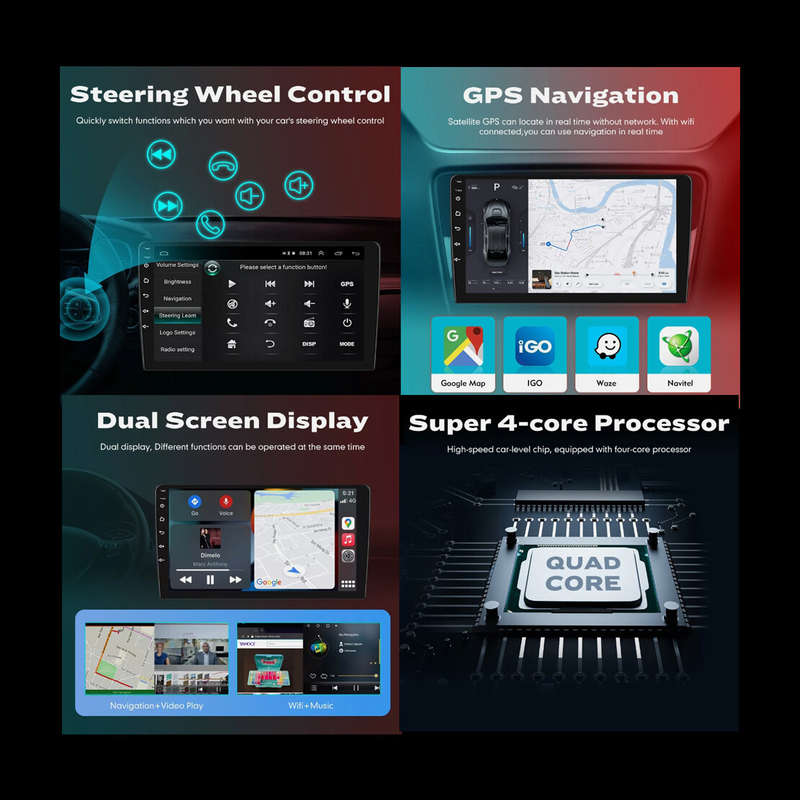 1x 9" Quad Core GPS Android 13 Carplay Headunit Fit For Toyota Matrix 2003-2008