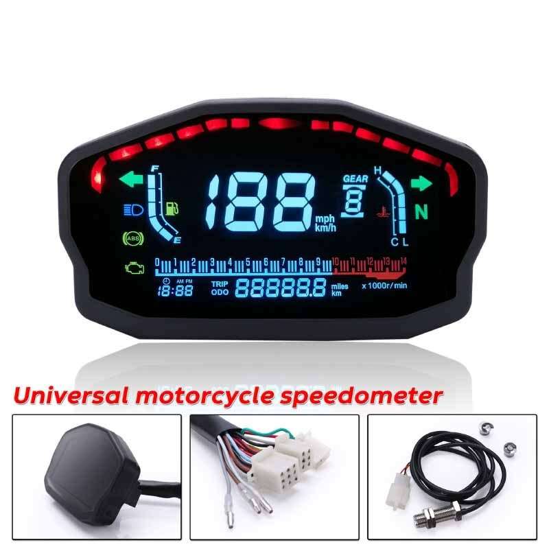 Universal LED LCD Speedometer Digital Odometer For Honda Ducati Kawasaki Suzuki