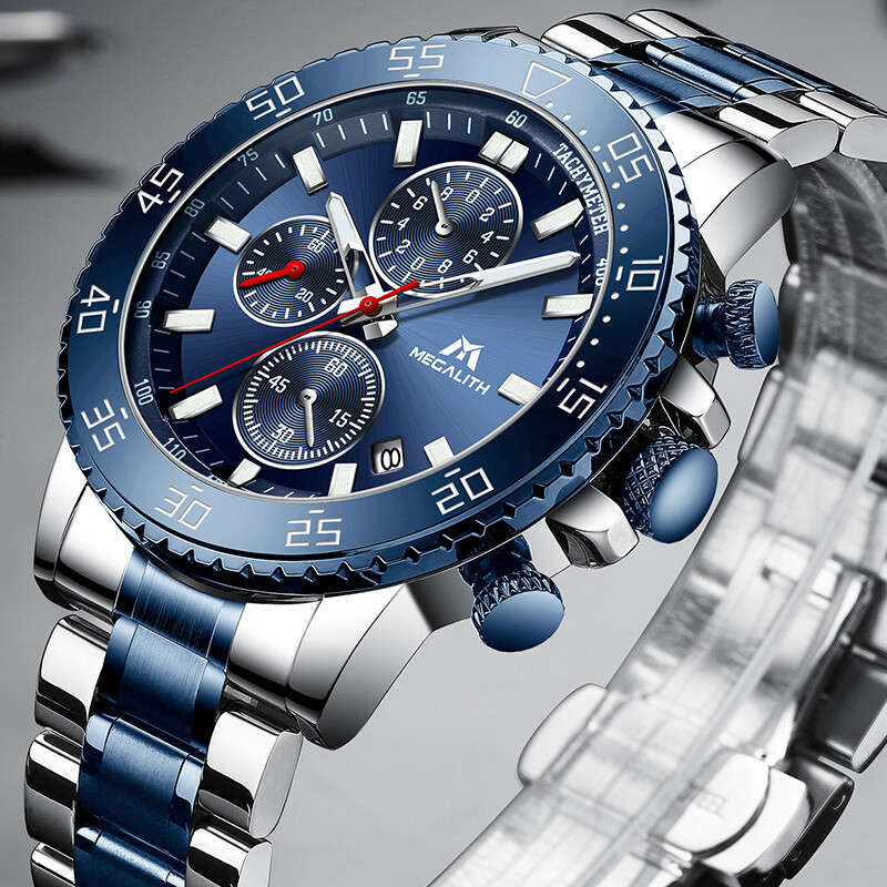 Image 01 - Men watch s luxury MEGALITH watches Relogio Masculino Waterproof chronograph s