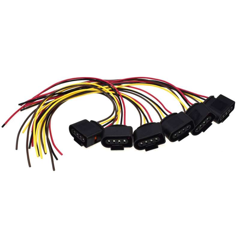 6PCS For Audi VW 4 Pin Ignition Coil Repair Connector Pigtail Wire Harness New