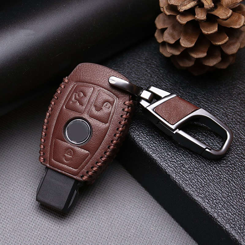 Leather Smart Key Fob Case Cover Fit For Mercedes Benz A C E S GLA GLC GLE Class