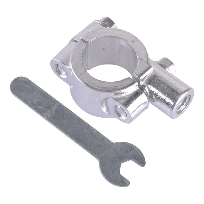 Silver 20mm-25mm Motorcycle HandleBar Side Mirror Thread Mount Holder Clamp
