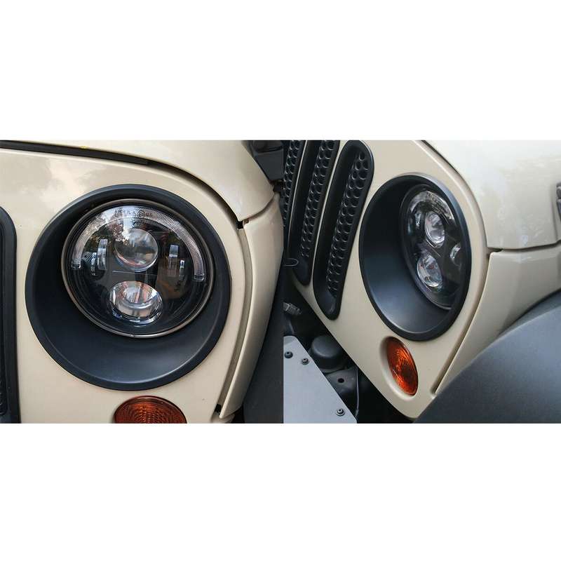 Front Headlight Bezels Insert Cover Trim Fit For Jeep Wrangler JK 2007-2018