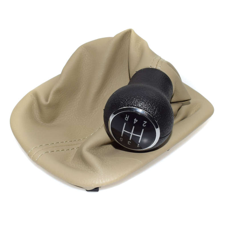 Beige Cover Black 5 Speed Gear Shift Knob Gaitor Boot For VW Passat B5 B5.5 AUDI
