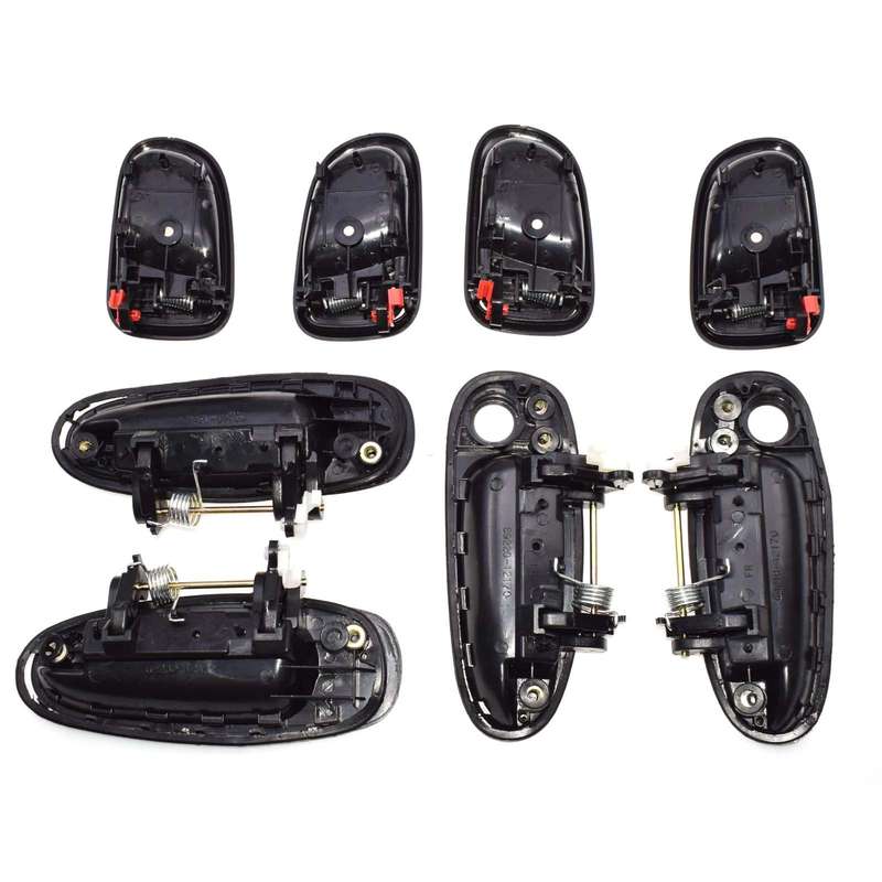 New Door Handle Black Outside Black Inside Kit Set of 8 For Toyota Corolla Prizm