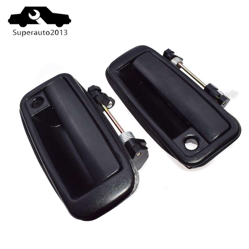 Pair Outside Door Handle Front Left & Right Black For Toyota Corolla 1988-92 New