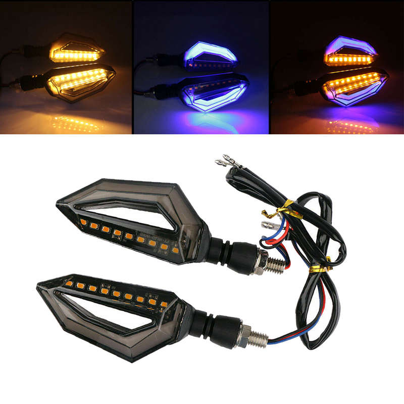 2 x Motorcycle Flasher LED Turn Signal Lights Amber Blue Blinker DRL Universal