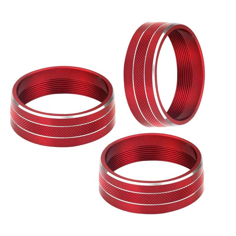 3x Red Air Condition Button Trim Ring fit for Jeep Wrangler JK 2011-2017
