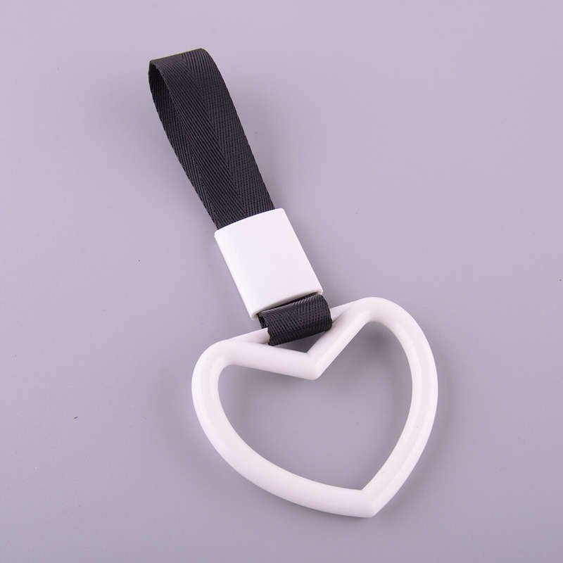 1Pc White Heart Car Subway Ring Tow Hook Overhead Door Handle Universal New