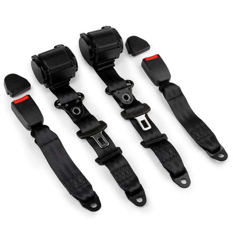 2Pack Universal Lap Seat Belt 3 Point Adjustable Retractable Car Safety Belts