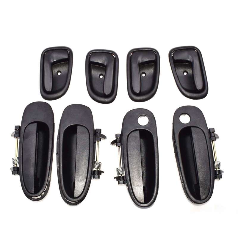 New Door Handle Black Outside Black Inside Kit Set of 8 For Toyota Corolla Prizm
