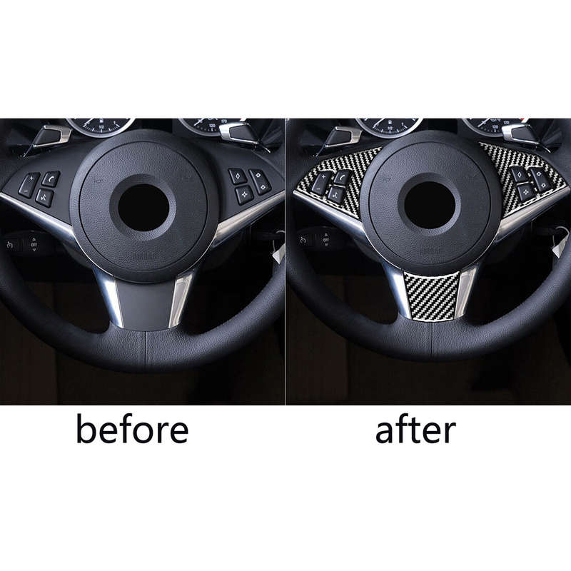 Carbon Fiber Steering Wheel Cover Trim Fit For BMW 6 Series E63 E64 2004-2010