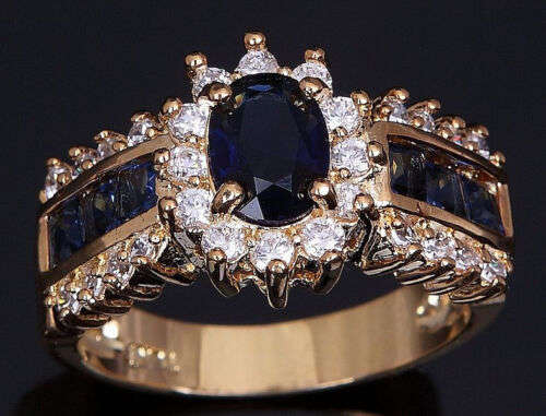Fashion-Jewelry-Size-6-12-Women-039-s-Blue-Sapphire-Gold-Filled-Wedding-Rings-Gift