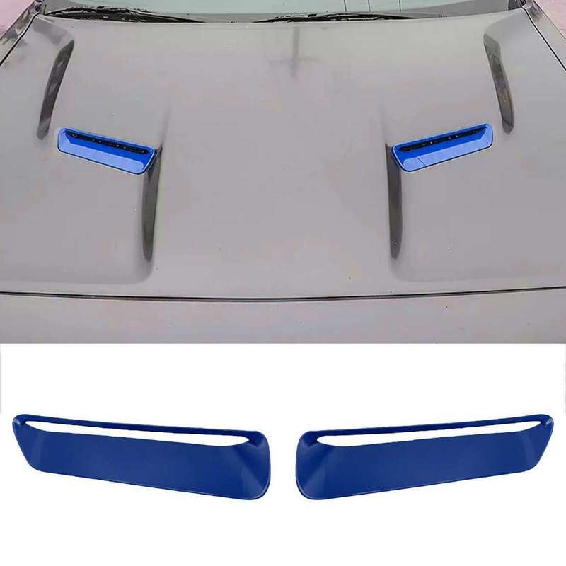 2x Fit For Dodge Challenger 15-22 Blue Hood Vent Air Flow Intake Scoop Cover A3