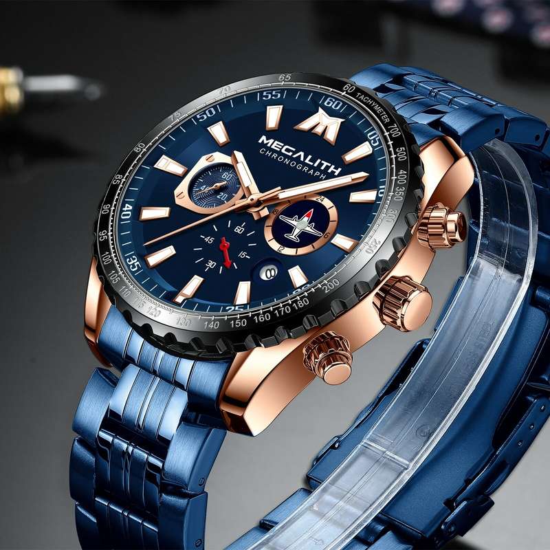 Image 2 - MEGALITH Sports Watches Men Aircraft Pointer Luminous Quartz Watch 30M