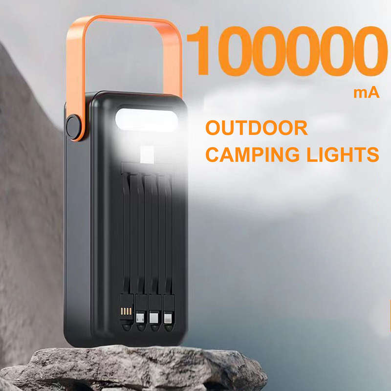 Portable Solar Power Bank 60000mAh 5 Ports External Battery Charger with Lights