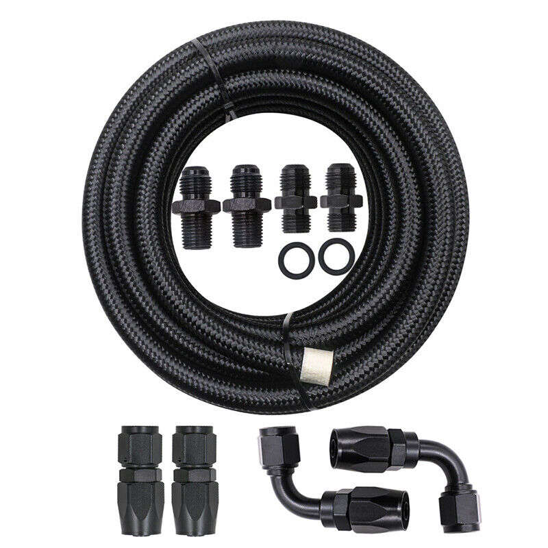 4L60E 4L65E TH350 TH400 Automatic Transmission Cooler 6AN Hose Line Kit Black