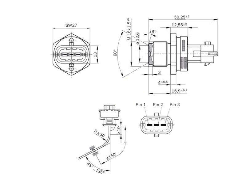 Fuel Rail Pressure Sensor 0281002706 For CUMMINS VOLVO IVECO MAN FIAT JACK RENAU