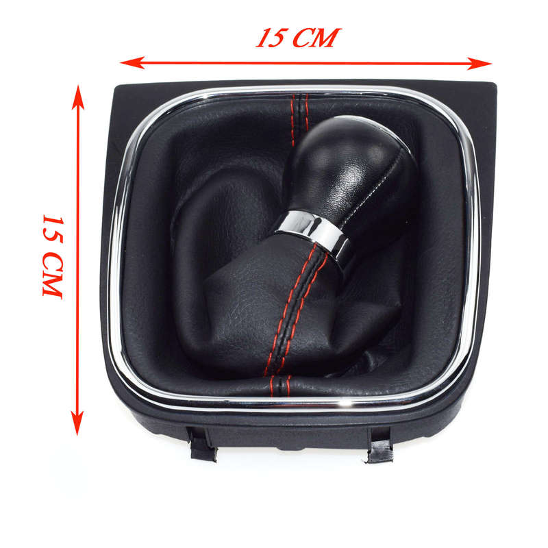 5 Speed Gear Shift Knob Leather Boot For VW Golf 6 Mk6 10-14 Jetta 6 Mk6 11-14