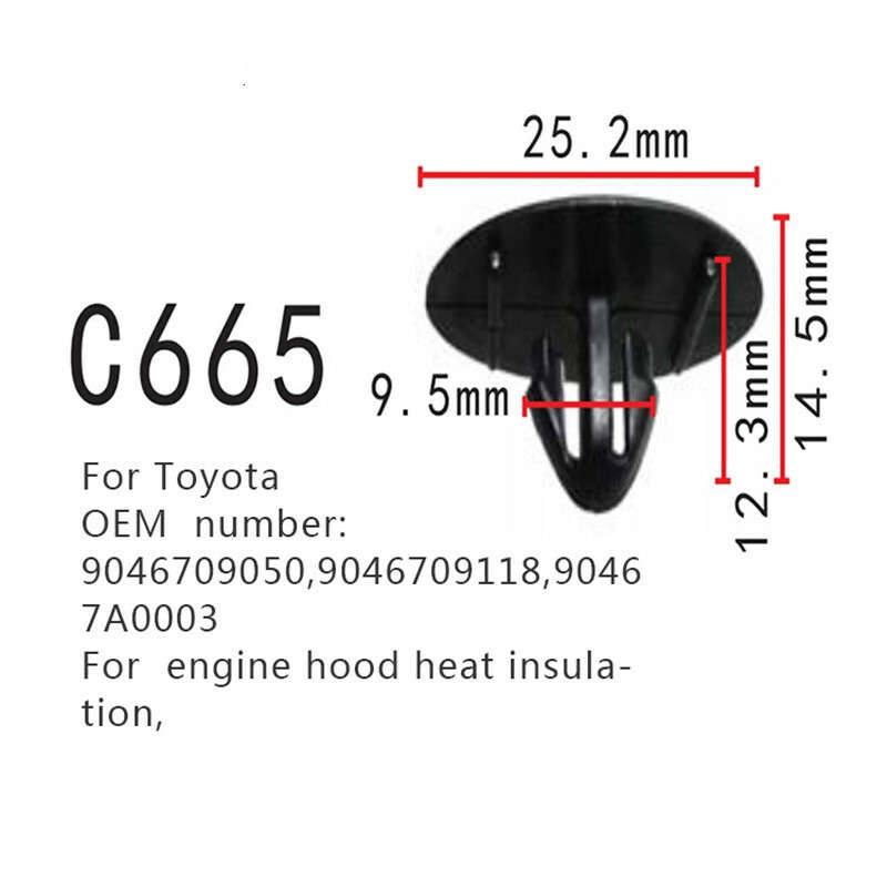 100pcs For Car 9046709050 For Toyota Engine Hood Heat Insulation Fastener