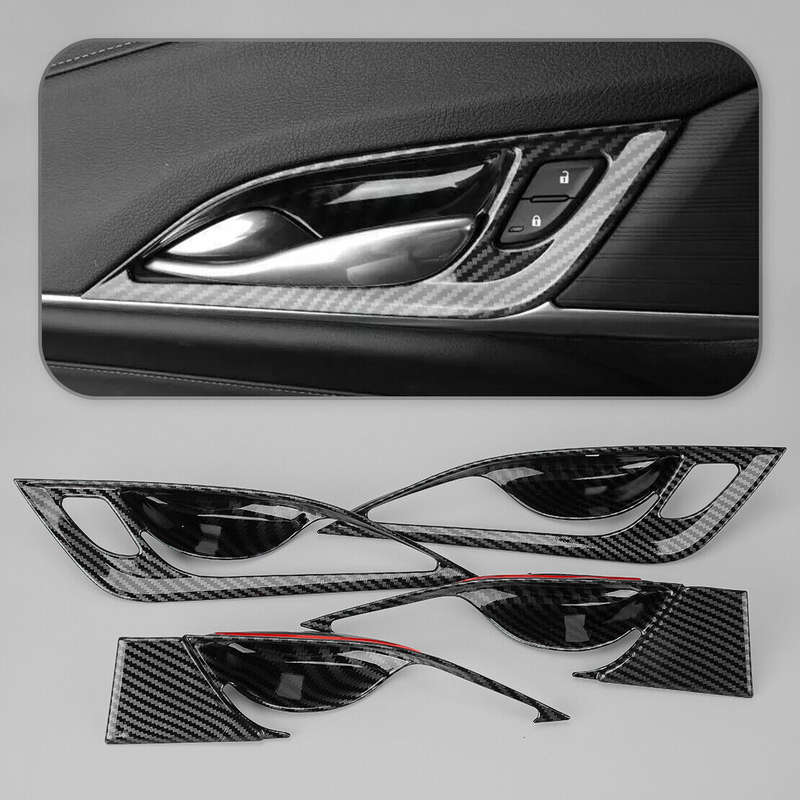 Carbon Fiber Style Inner Door Handle Bowl Cover Fit For Cadillac CT4 2020-2023