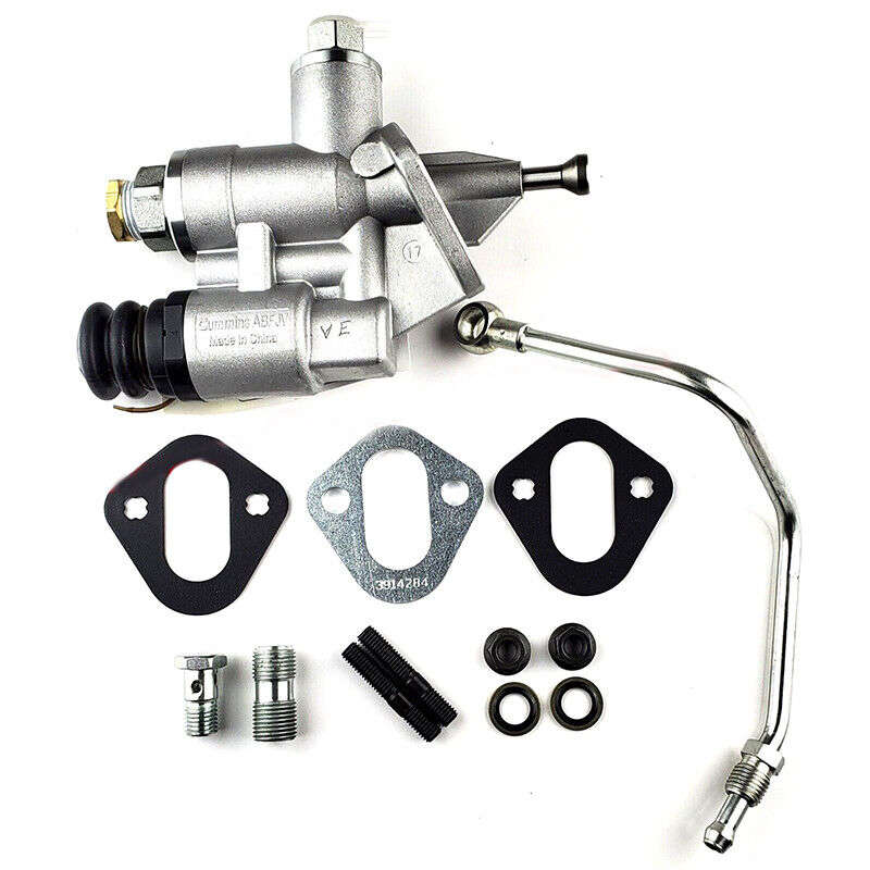 Fuel Lift Pump & Gasket & Oil pipe Kit Fit For Cummins 5.9L 6B 8.3C 4B Case JCB