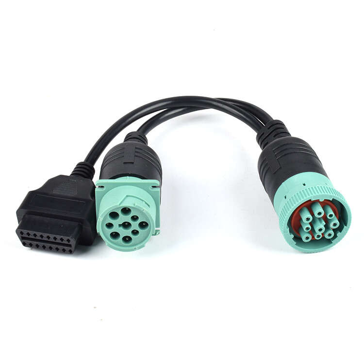 J1939 9 Pins to OBD2 Female Male 16 Pin Connector Adapter Truck Diagnostic Cable
