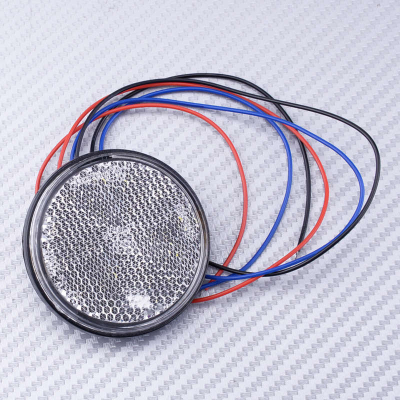White 24 LED Round Backup Reverse Tail Light Lamp Indicator Motorcycle Trailer