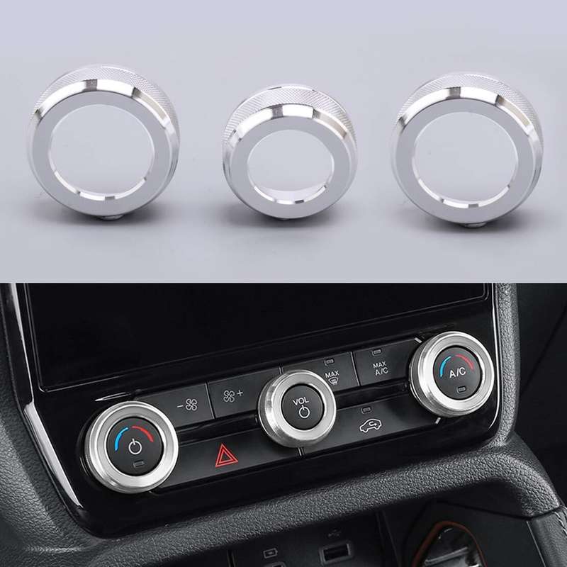 3pcs Silver AC Radio Switch Knob Ring Covers Fit For Ford Ranger 2023 2024 2025
