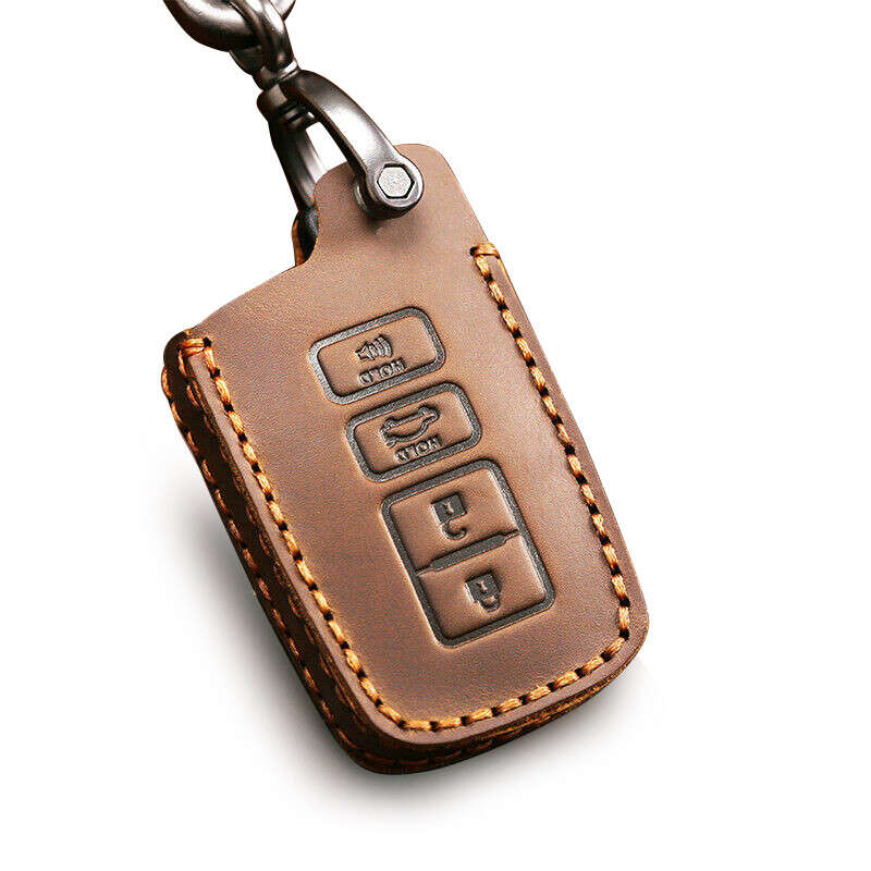 Brown Leather Remote Key Cover Case Fob Fit For Toyota Tacoma Highlander
