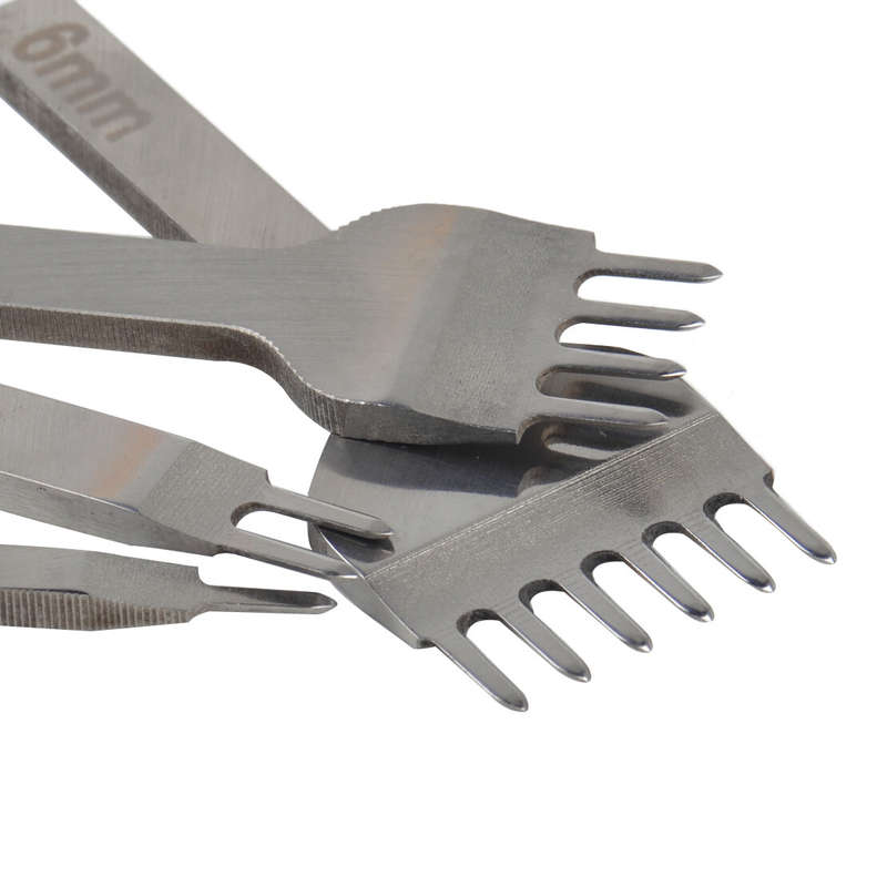 4pcs DIY Leather Craft Flat Hole Chisel Graving Prong Stitching Punch Tool Kit