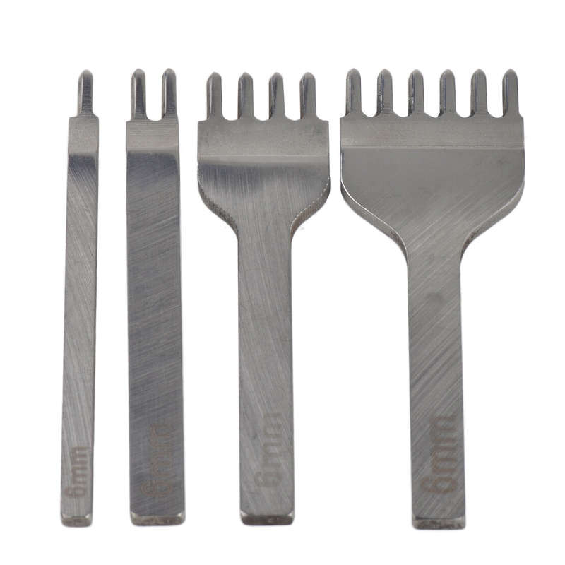 4pcs DIY Leather Craft Flat Hole Chisel Graving Prong Stitching Punch Tool Kit