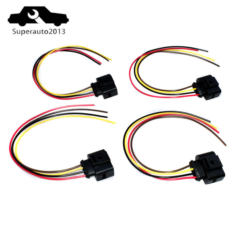 4X Ignition Coil Connector Wire Harness Plug Wiring For VW Jetta Passat Audi New