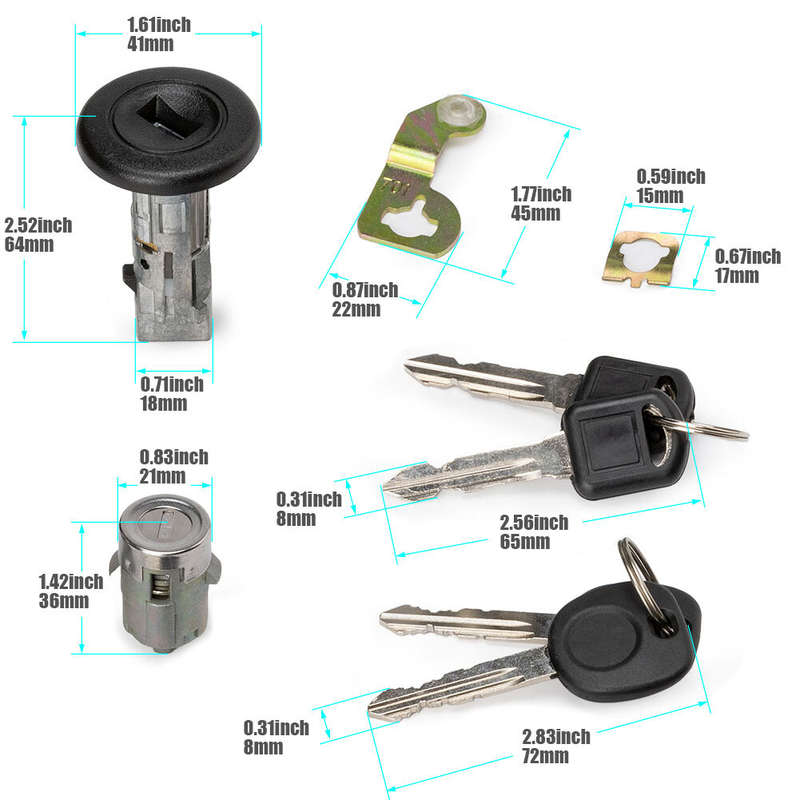 For Ignition & Switch Front Door Lock Cylinders with 2 Keys Chevrolet GMC H2