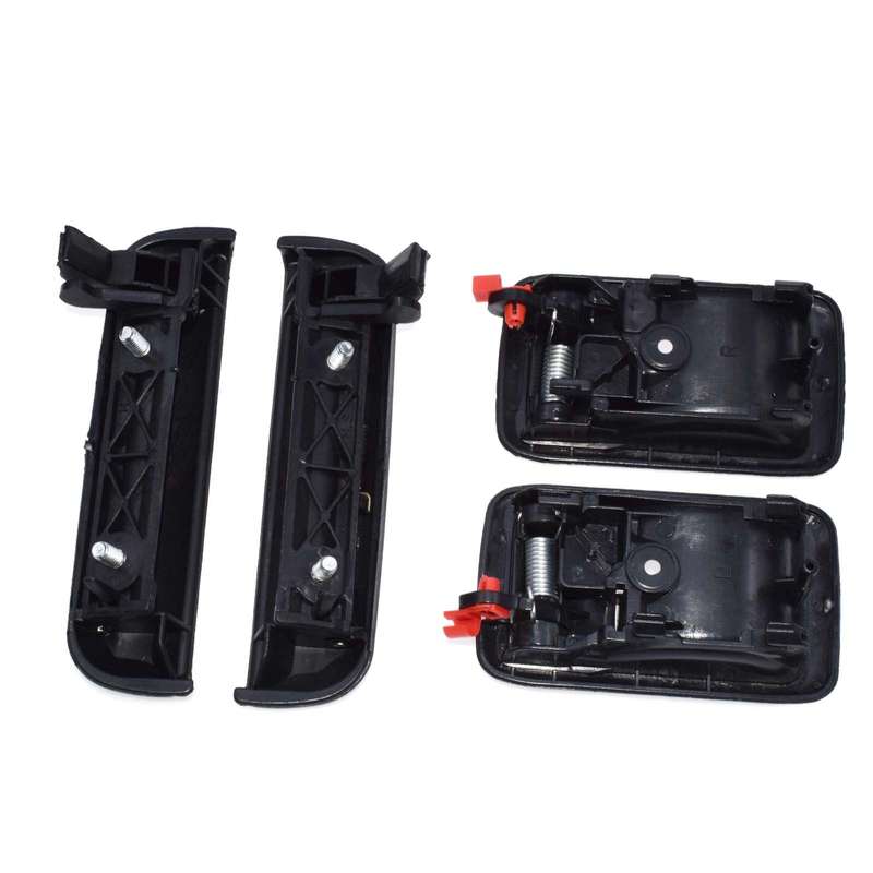 Black 4pcs Outside Inside Rear Left Right Door Handles For 95-98 Toyota Tercel