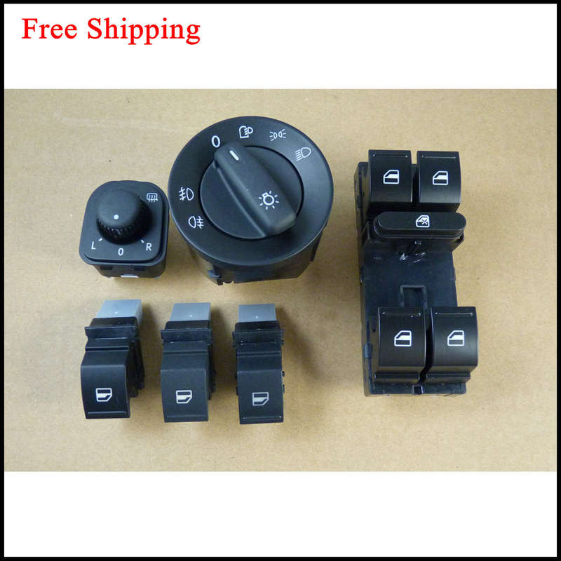 For VW Golf 5 6 Jetta Passat B6 CC Tiguan Mirror Window Headlight Switch Set (6)