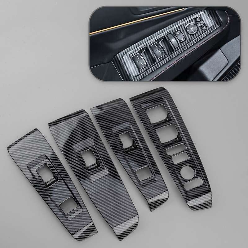 Carbon Fiber Style Window Lift Switch Panel Cover Trim Fit for Honda Accord