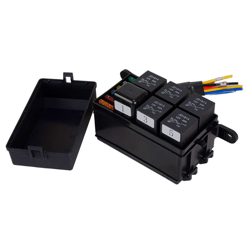 12V Fuse and Relay Box 6 ATO ATC Fuse Slots and 6 Relay Slots for Car Universal