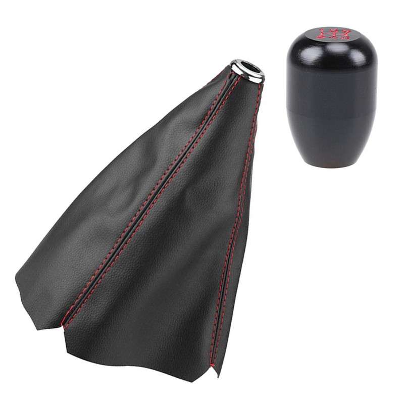 Manual Transmission MT 5 Speed Gear Stick Shift Knob Shifter Black with Boot