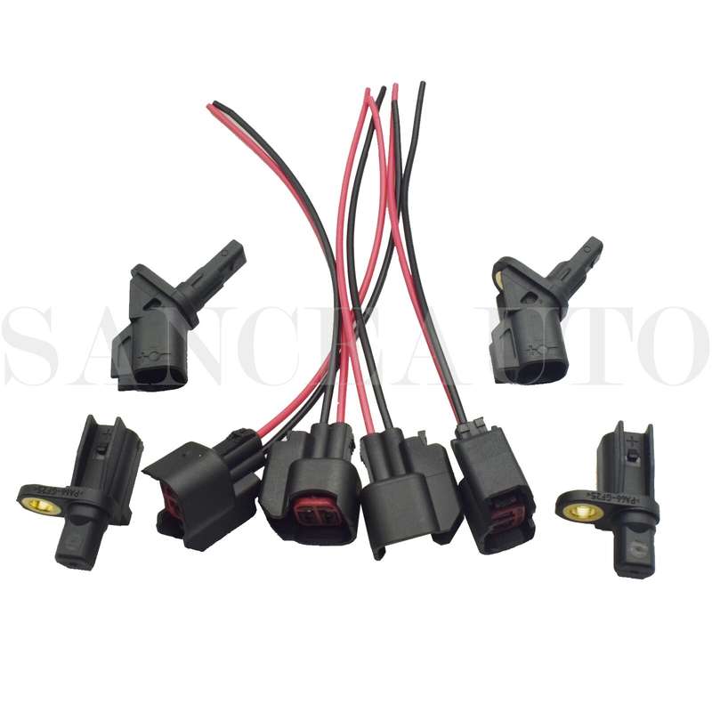 4pc ABS Wheel Speed Sensor W/ Connector Front Rear For Ford Jaguar Lincoln Volvo