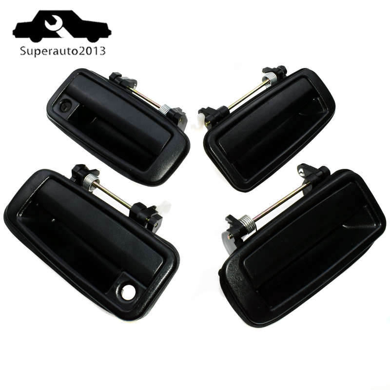 4X Outside Door Handle Front Rear Left Right Black For Toyota Corolla 88-92 New
