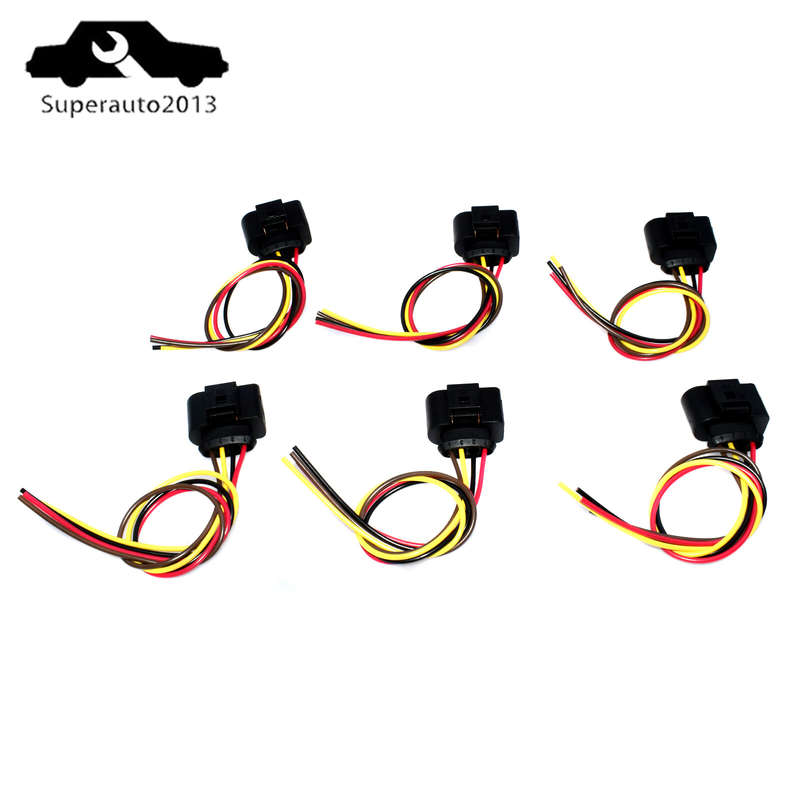 6X Ignition Coil Connector Wire Harness Plug Wiring For VW Jetta Passat Audi New