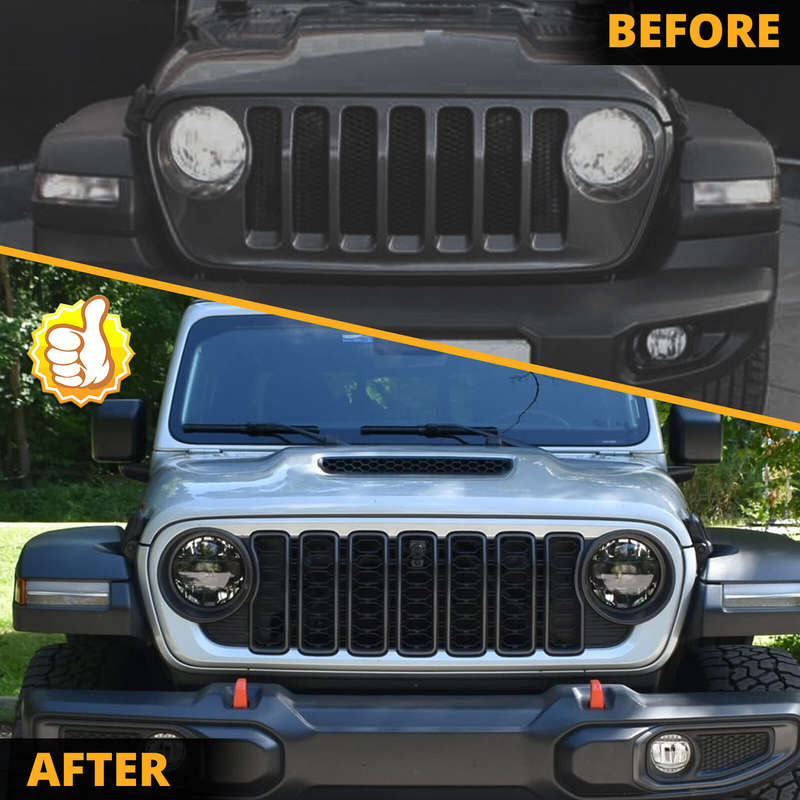 Front Grill Bumper Mesh Grille For Jeep for Wrangler JL 2018-23 upgrade to 2024